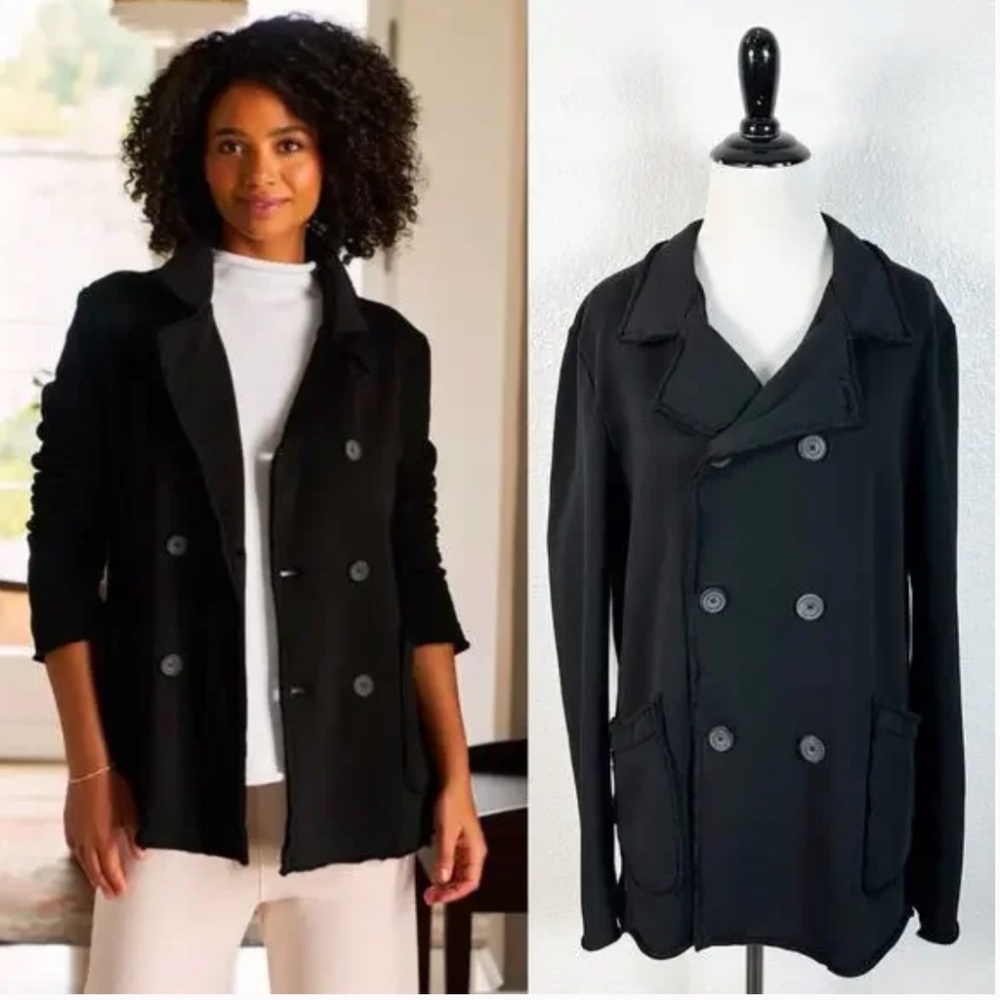 Frank & Eileen Women’s Triple Fleece Belfast Peacoat in Black Size Medium